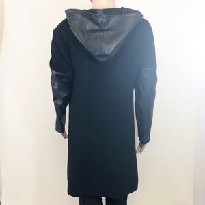 Blank NYC Sweaters - Blank NYC Faux Leather Hooded Cardigan Blank NYC Sweaters - Blank NYC Faux Leather Hooded Cardigan